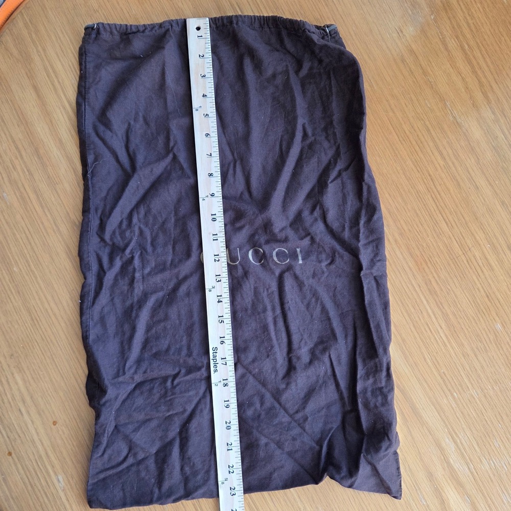 Gucci Dark Brown Cotton Drawstring Dust Bag Large 14.5x23 Logo Storage Bag - Picture 4 of 5